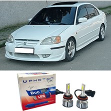 Photon Honda Civic Vtec 1 Es7 LED Xenon Uzun Kısa Far Ampulü H4 Duo Yeni Seri Beyaz 2001-2004