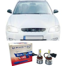 Photon Hyundai Accent Milenyum LED Xenon Uzun + Kısa Far Ampulü H4 Duo Yeni Seri Beyaz 1999-2006