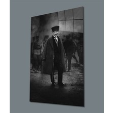 Miyrem  Miyrem Glasses Collection -A1^#  Siyah Beyaz Pardesülü Atatürk Cam Tablo