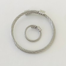 Takı Accessory Çelik Kelepçe Bileklik Yüzük
