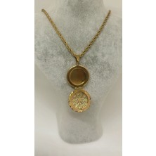 By Semra Yuvarlak Açılır Kapanır Ikili Burgu Zincir Gold Çelik Kolye