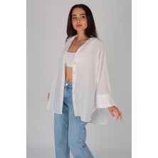 Facette Kadın Beyaz Oversize Gömlek