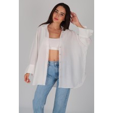 Facette Kadın Beyaz Oversize Gömlek