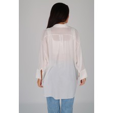 Facette Kadın Beyaz Oversize Gömlek
