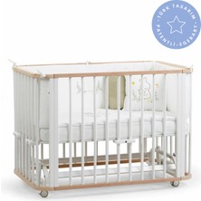 Ege Baby Nordix Doğal-Beyaz Ahşap 4 in 1 Beşik Takım 70 x 110 - anneyanı, karyola, oyun parkı, montessori + junior yatak