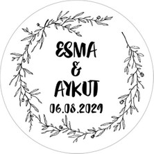 Letbil Reklam Çelenk Çiçek Motifli Etiket Modeli Ürünlerinize Özel 5 cm - 100 Adet Folyo Sticker