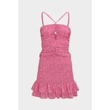 Açelya Okcu Eteği Gipeli Büzgü Detaylı Slim Fit Kadın Mini Elbise