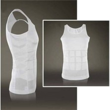 Woodhub Sıkılaştırıcı Erkek Beyaz  Slim Fit Göğüs Toparlayıcı Şekillendirici Korse Atlet Dokuma Beyaz 1'li