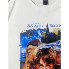 Stıl-X Harry Potter Baskılı Bisiklet Yaka, Pamuklu Oversıze Unısex Tshırt