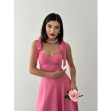 Concon Moda Sindirella Midi Atlas Elbise
