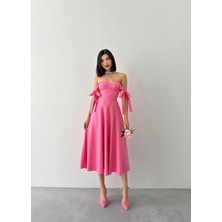 Concon Moda Sindirella Midi Atlas Elbise