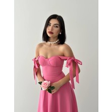 Concon Moda Sindirella Midi Atlas Elbise