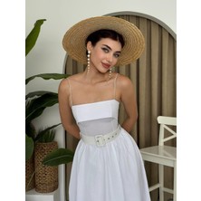 Concon Moda Poplin Kemerli Askılı Elbise