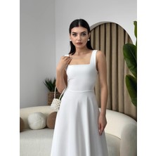 Concon Moda Calliope Kare Yaka Midi Boy Elbise