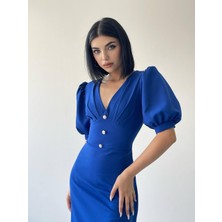 Concon Moda Linda Önü Düğmeli Midi Elbise