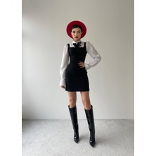 Concon Moda Idil Mini Siyah Gömlek Yaka Elbise