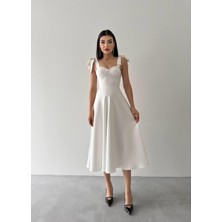 Concon Moda Sindirella Midi Atlas Elbise