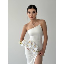Concon Moda Julia Ip Askılı Atlas Midi Elbise