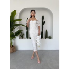 Concon Moda Tasarım Dantel Midi Elbise