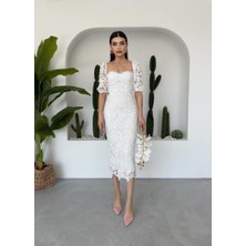Concon Moda Tasarım Dantel Midi Elbise