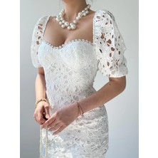 Concon Moda Tasarım Dantel Midi Elbise