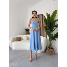 Concon Moda Calliope Kare Yaka Midi Boy Elbise