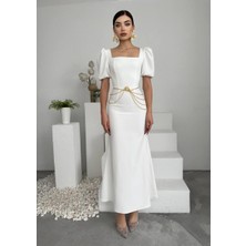Concon Moda Balon Kol Uzun Maya Elbise
