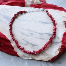 Mga Doğaltaş Mercan Taşı Kolye Doğal Taş Kolye Çelik Tel Çelik Klips Orijinal1. Kalite Doğal Taş