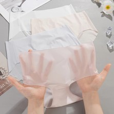 Sweet Sauna Dikişsiz Ultra Ince Buz Ipek Külot Mikro Şeffaf Elastik Nefes Alabilen Lazer Kesim Elastik Iz Yapmaz Külot Gri