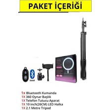 Woodhub Bej Kumandalı Youtuber Tiktok Çekim Işıklı Telefon Tutucu Makyaj Işığı Ring Light 10 Inç + 2.1 M Tr