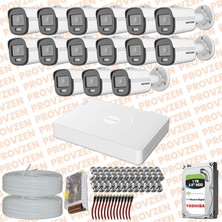 Provzen Hıkvısıon Colorvu Gece Renkli 15 Kameralı Set 1 Tb HDD