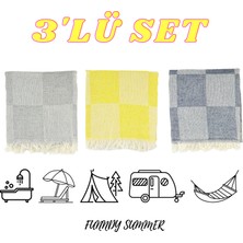 Funndy 3'lü Set Dama Desenli Summer Peştamal Plaj Havlusu 70X155 cm