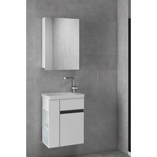 Alfa Banyo Miniço-Raflı Sb-Ebeveyn 50 cm x 32 cm Ayna Dolaplı Lavabolu Mdf Banyo Dolabı Seti**hazır Kurulu**