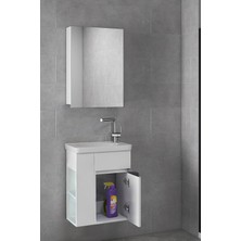 Alfa Banyo Miniço-Raflı Sb-Ebeveyn 50 cm x 32 cm Ayna Dolaplı Lavabolu Mdf Banyo Dolabı Seti**hazır Kurulu**