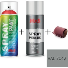 MxS Sprey+Astar Premium Özel Yapım Akrilik Sprey Boya Seti 400 ml (Araba-Metal-Plastik-Ahşap) + Zımpara