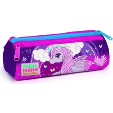 Coral High Minik Yuva Sırt Çantası Mor Pembe Unicorn Desenli Iki Bölmeli 3'lü Set