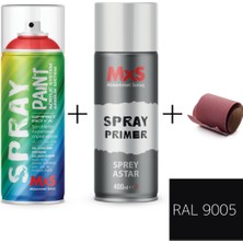 MxS Sprey+Astar Premium Özel Yapım Akrilik Sprey Boya Seti 400 ml (Araba-Metal-Plastik-Ahşap) + Zımpara