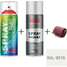MxS Sprey+Astar Premium Özel Yapım Akrilik Sprey Boya Seti 400 ml (Araba-Metal-Plastik-Ahşap) + Zımpara