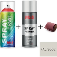 MxS Sprey+Astar Premium Özel Yapım Akrilik Sprey Boya Seti 400 ml (Araba-Metal-Plastik-Ahşap) + Zımpara