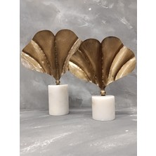 X Mermer Ginkgo Dekor Obje-2 Li Set