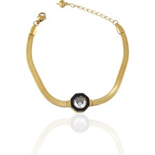 ÇLK Accessories Çelik Serenay Bileklik Taşlı Italyan Zincir Bileklik
