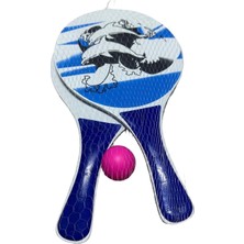 Carnivalland Plaj Sahil Tenis Raketi Beach Ball Ahşap Fileli Tahta 2li Raket Pinpon Top Seti