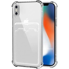 HANPORIUM Apple iPhone X Kılıf Darbe Emici Köşe Korumalı Kartlıklı Cüzdanlı Silikon Kapak