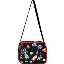 Çanta Trend Siyah Ilkokul Astronot Desenli Ilkokul Çantası + Beslenme Çantası