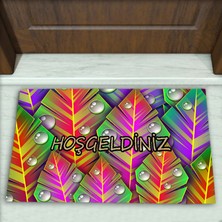 Yaprak Desenli Dekoratif Kapı Önü Paspası No: 1045