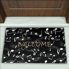 Müzik Nota Desenli Dekoratif Kapı Önü Paspası No: 1300