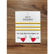 Sokak Kedisi Tasarım Üçlü Best Friends Basic Ip Bileklik (Sarı)