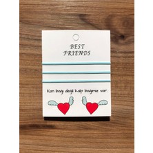 Sokak Kedisi Tasarım Üçlü Best Friends Basic Ip Bileklik (Mavi)