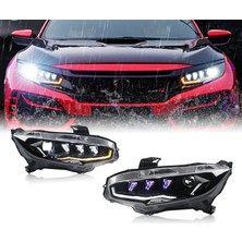 Honda civic fc5 fk7  ön far lambası ledli diamond model 3 lens 2016 / 2021