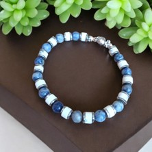 Mga Doğaltaş Havlit Bileklik Sodalit Bileklik Mıknatıslı Klipsli Doğal Taş Bileklik Çelik Tel Doğal Taş